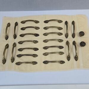Vintage Amerock Brass Fruit Cluster Cabinet Pull Handles Knobs Arch 1332 24 pcs